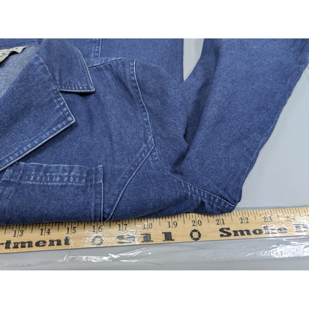 Vintage Denim Blazer Jacket Womens 10‎ Comfort 100 Cotton Jean Work 90s Grunge - Picture 5 of 6